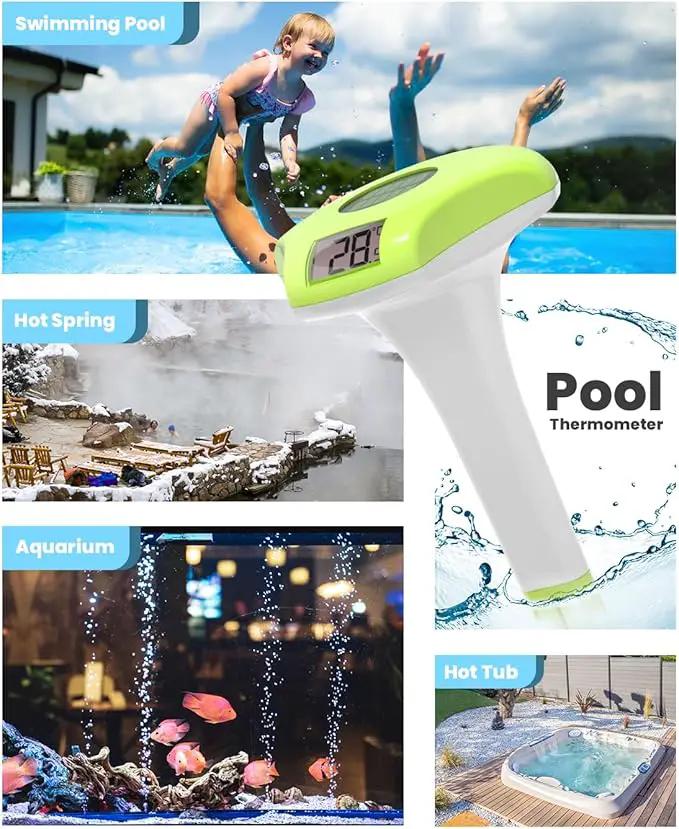 BALDR Pool Thermometer Floating Easy Read, IPX8 Waterproof, Solar Powered Digital Pool Thermometer with LCD Screen,Suitable for Swimming Pool/Hot Tub/Hot Spring/Aquarium (Green) by GreenHaven Gardens