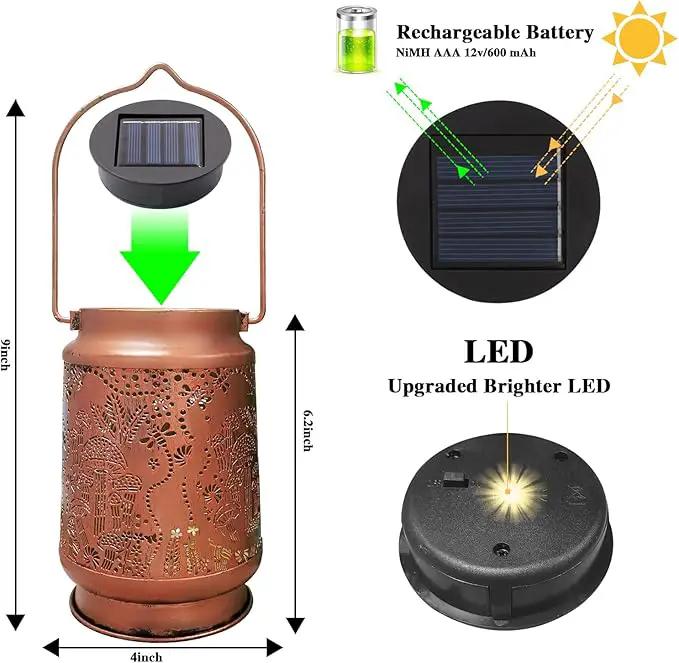 Solar Lanterns Outdoor Waterproof - Metal Hanging Solar Lights for Patio Yard Garden Decor, Christmas Birthday Gifts for Women Mom Men (1 Pack, Mushroom Shape) by GreenHaven Gardens