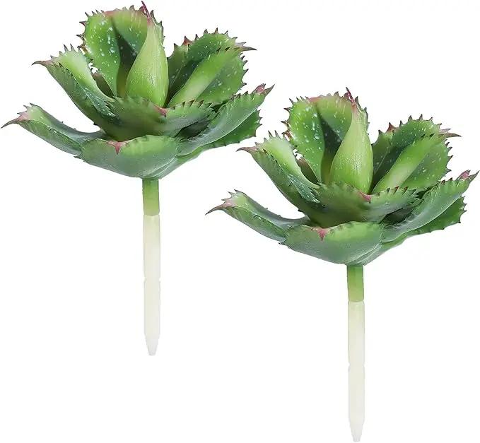 Duovlo Artificial Succulent Plant 7.08 Inch Faux Succulents Agave potatorum Flower Arrangement Craft Wall DIY Materials Pack of 2 (Green) by GreenHaven Gardens