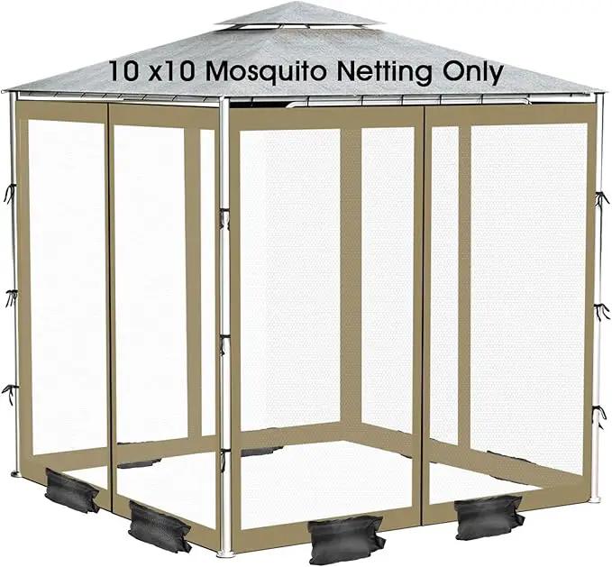 ShowyLive 10x10 Patio Umbrella Mosquito Netting with Zipper 4 Doors & 8 Weight Bag - Adjustable Polyester Mesh Bug Screen for Outdoor Umbrellas, Garden, Patio Tables (Green) by GreenHaven Gardens