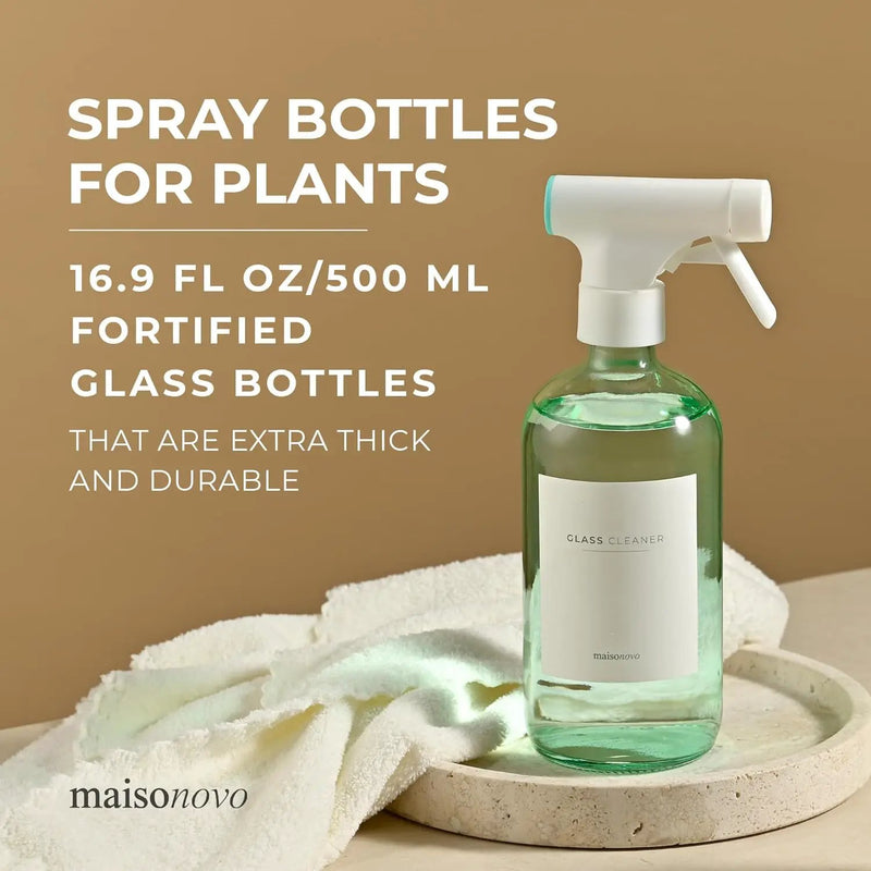 MaisoNovo Spray Bottle for Plants - 16.9 fl oz Green x 2 with 16 Labels by GreenHaven Gardens