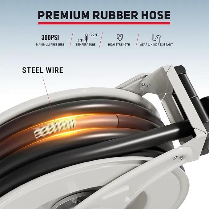 Fuel Hose Reel, 3/4" x 33FT Retractable Hose with Refueling Nozzle, 300 PSI Heavy-duty Steel Construction, Diesel Fuel Kerosene Reel Used for Aircraft Ship Vehicle Tanker Truck by GreenHaven Gardens