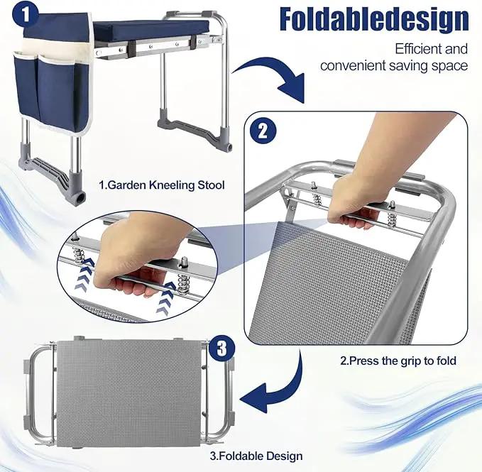 Garden Kneeler and Seat, Wider & Thicker Kneeling Pad Heavy Duty Foldable Garden Stool with Large Gardening Tool Pouch and Bag, Portable Garden Bench- Gardening Gifts for Women, Men, Seniors, Mom& Dad by GreenHaven Gardens