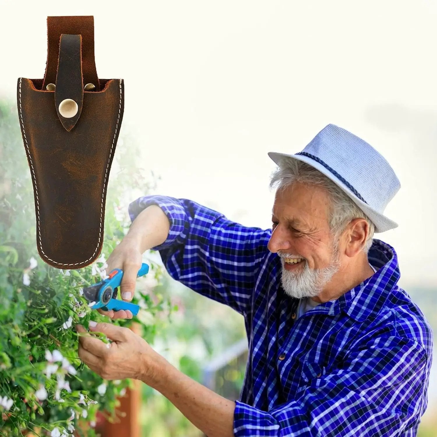 Plier Holder for Belt, Durable Leather Sheath Pouch Holder Gardening Tools Holster Belt Case for Garden Pruning Pliers Shears Scissors or Knife,Tools Gifts for Men Dad Husband Boyfriend by GreenHaven Gardens