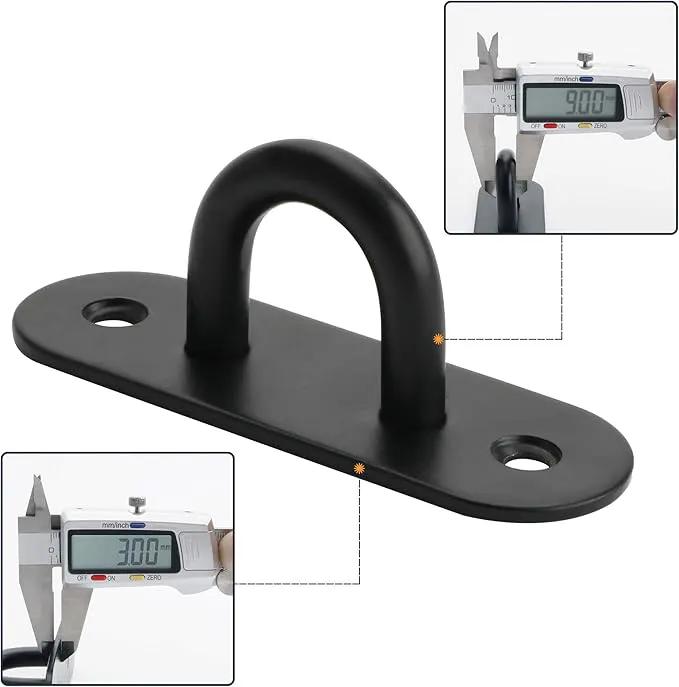 SAYAYO 6 PCS Pad Eye Plate Hooks U Ceiling Hook for Hanging Plants Outdoor Lights Swing Suspension Marine Hardware Staple Hook Loop with Screws Stainless Steel Wall Mount (Black) by GreenHaven Gardens