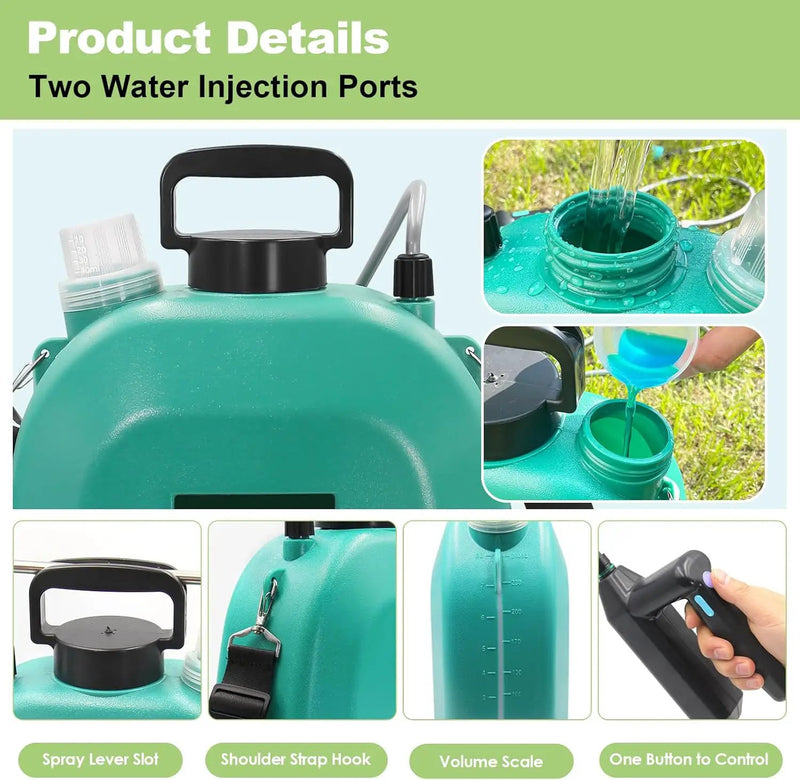 Battery Powered Sprayer 2 Gallon, Upgrade Powerful Electric Garden Sprayer with 3 Mist Nozzles, Rechargeable Handle, Retractable Wand, Adjustable Shoulder Strap for Lawn,Garden,Cleaning by GreenHaven Gardens