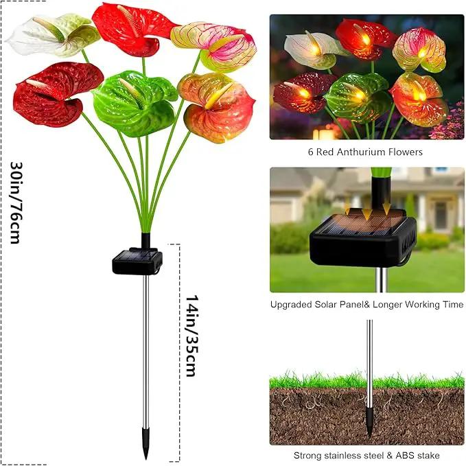 Solar Lights Outdoor,4 Packs Solar Garden Flower Lights with Anthurium Plant Lights,Garden Birthday Gifts for Women,Waterproof Solar Stakes Lights for Outside Yard Patio Lawn Decoration by GreenHaven Gardens