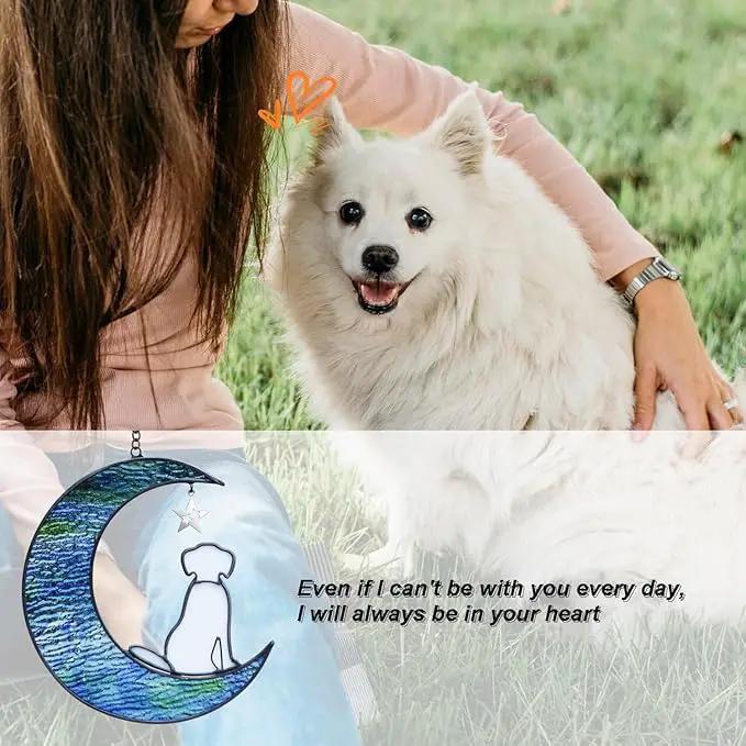 Stained Glass Dog Suncatcher Memorial Gifts for Loss of Dog,Window Hanging Decor Dog Suncatcher Sympathy Gift,Dog Ornaments Bereavement Gifts,Pet Loss Gifts,in Memory of Dog Passing Away Gifts by GreenHaven Gardens