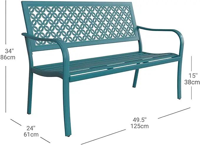 Grand patio 50" Outdoor Bench Garden Bench with Armrests Bench for Outdoors Lawn Yard Porch Lake Shore by GreenHaven Gardens