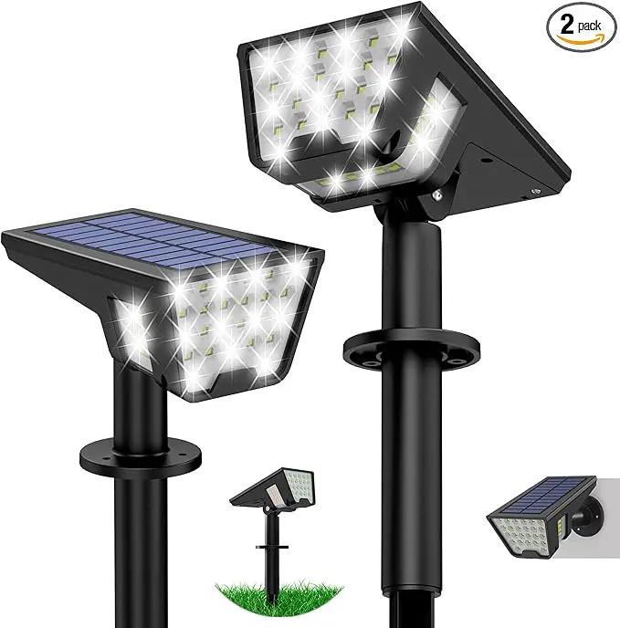 Solar Spot Lights Outdoor IP65 Waterproof, 53 LEDs Solar Powered Garden Yard Lights Outdoor 3 Modes Landscape Spotlight Wall Light with Auto On/Off for Driveway Porch 2 Pack (Cool White) by GreenHaven Gardens