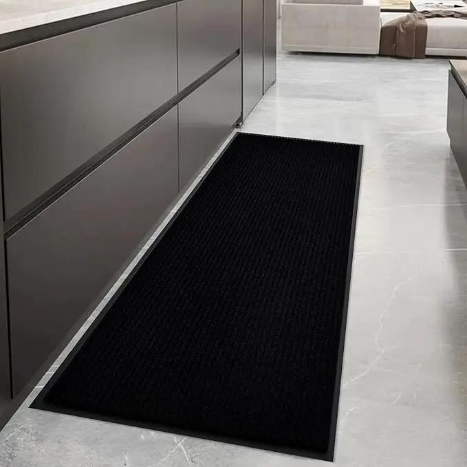 fani Heavy Duty Large Outdoor Indoor Entrance Black Doormat Waterproof Low Profile Entrance Rug Front Door Mat Patio Anti-Skid Rubber Back, 23x72 inch (Jet Black) by GreenHaven Gardens