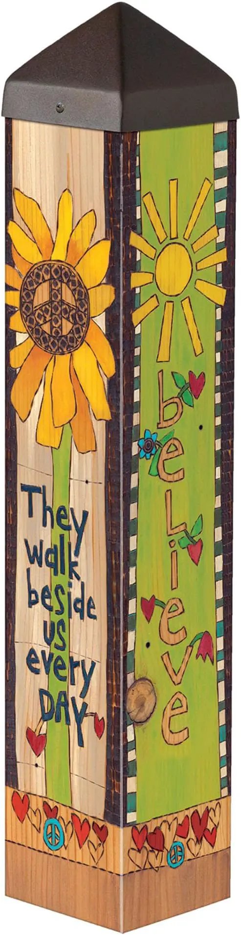 Studio M Art Pole, PVC Weather Resistant Pole with Vinyl Bowl 20 inches Tall Outdoor Decoration for Gardens, Patios, Yards, Landscaping and Birding Accessories, Those We Love Don't Go Away by GreenHaven Gardens