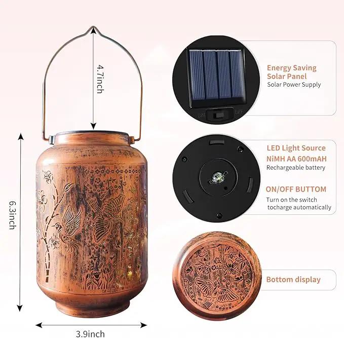 Solar Lantern Outdoor Waterproof Cardinal Style Garden Decoration, Solar Lamp Carved with Elegant Birds and Flowers, Suitable for Courtyards, Backyards, and Porches. by GreenHaven Gardens