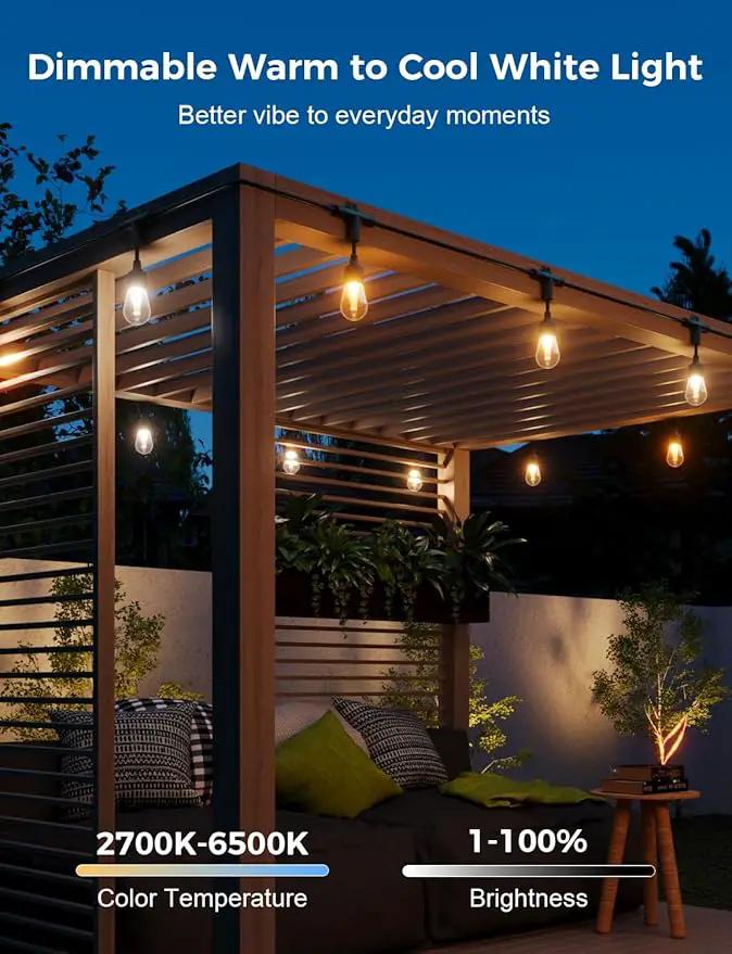 XMCOSY+ Smart Outdoor String Lights, 98Ft Patio Lights Waterproof, App Control, Compatible with Alexa, RGBCWIC Color Changing LED String Light for Outside by GreenHaven Gardens