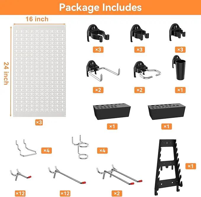 WALMANN Metal Pegboard Tool Organizer Boards with Pegboard Hooks, 24x48in Tools Organizer Pegboard for Garage, Workbench, Peg Board, Tool Storage Board with Hooks(Grey) by GreenHaven Gardens