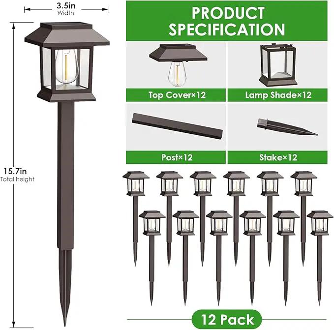 Solar Pathway Lights Outdoor, 12 Pack Upgraded LED Waterproof Solar Outdoor Lights, Outside Driveway Garden Landscape Walkway Path Yard Lawn Decor by GreenHaven Gardens
