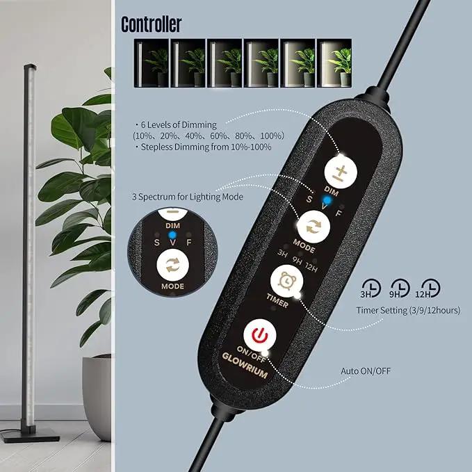 GLOWRIUM Standing Grow Light for Indoor Plants,60in Full Spectrum Vertical Plant Light,3 Light Modes,Auto-Timer,6-Level Dimmable,Suitable for Wide Area Coverage in Indoor Plants (4-Section) by GreenHaven Gardens