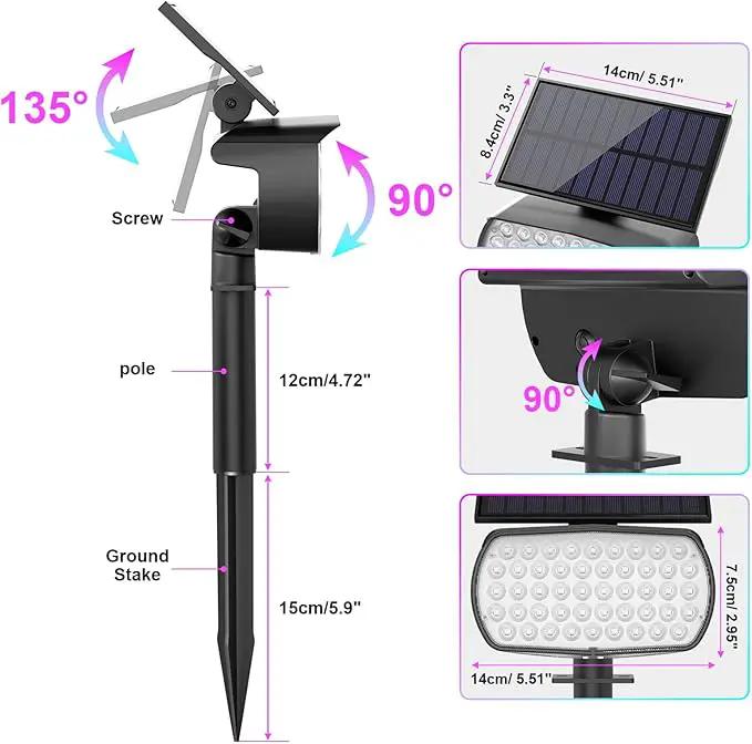Solar Color Changing Spot Lights Outdoor, IP65 Waterproof Christmas Lights, Multicolor Landscape Spotlights, Large Panel Powered Yard Garden Pathway Light 6 Pack by GreenHaven Gardens