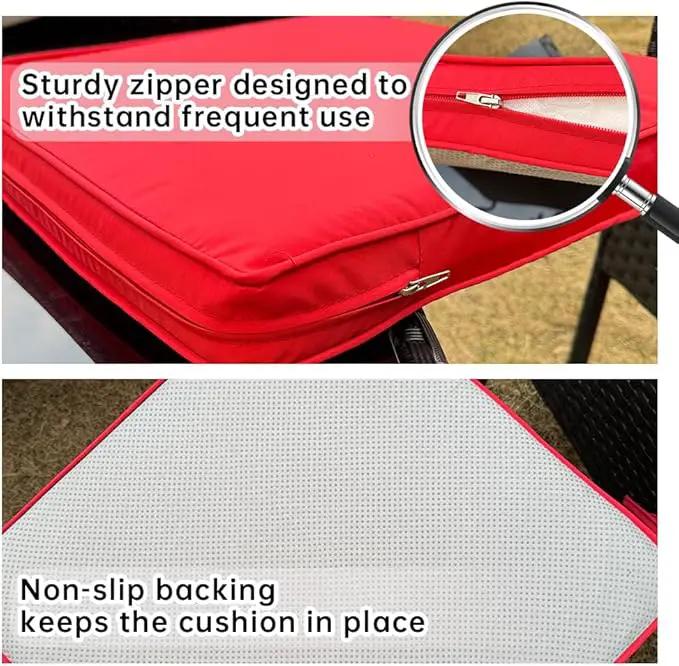 3-Pack Outdoor Patio Furniture Replacement Cushions Set–High-Elastic Sponge Cushions Fit 4-Piece Wicker Rattan Sofa, Loveseat & Chairs, 36x18x2 & 18x18x2, Waterproof, Fade-Resistant (Wine red) by GreenHaven Gardens