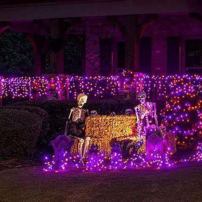 HISHINY Halloween Lights Outdoor,100LED 5ftx5ft Net Lights with Connectable, Waterproof,UL Certified and Durable Green Wire Design for Bushes,Trees,Halloween Decorations Outdoor(Purple&Orange) by GreenHaven Gardens