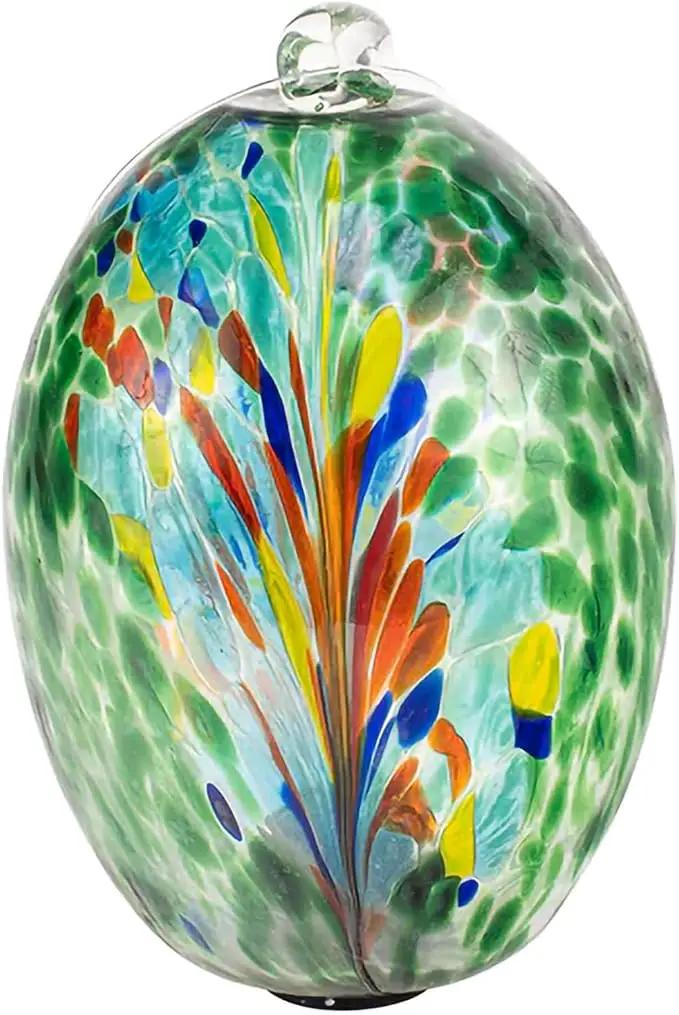 Echo Valley 4616 LED Solar Lanterns and Orbs, Luminous, Hand-Blown Art Glass, Green by GreenHaven Gardens