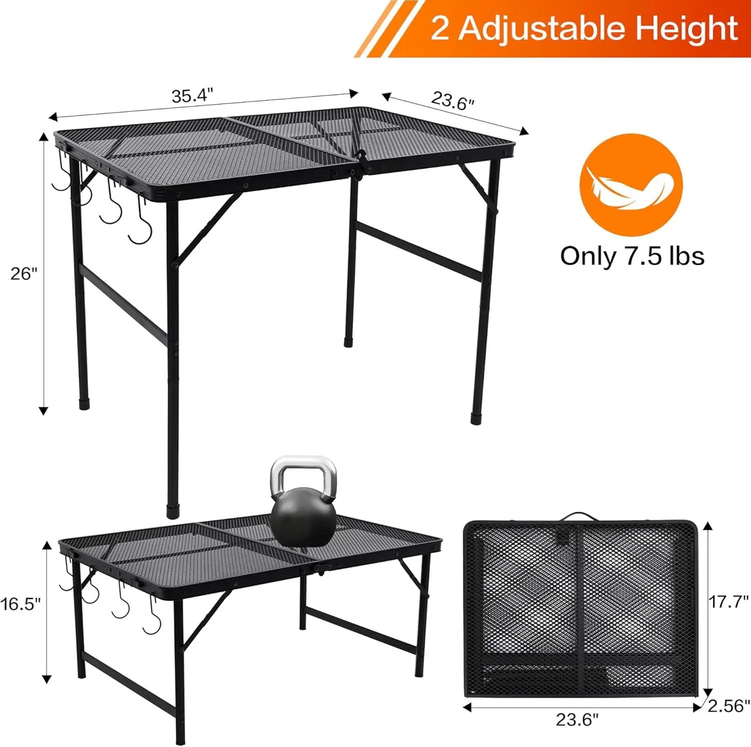 Outdoor Grill Camping Folding Table 3 Ft, Aluminium Picnic Table - Portable, Lightweight, Compact & Height Adjustable Collapsible Patio BBQ Garden Table by GreenHaven Gardens