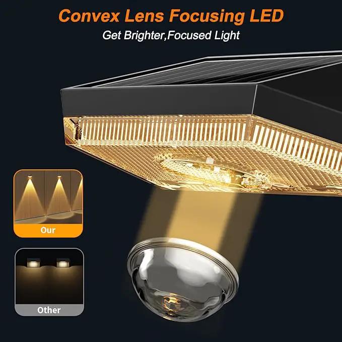 Ellasay Solar Fence Lights Outdoor: Solar Powered Deck Light -10 Lighting Modes with RGB - Waterproof IP65 - Led Lens Wall Decor for Garden Patio Backyard Porch 4 Pack by GreenHaven Gardens
