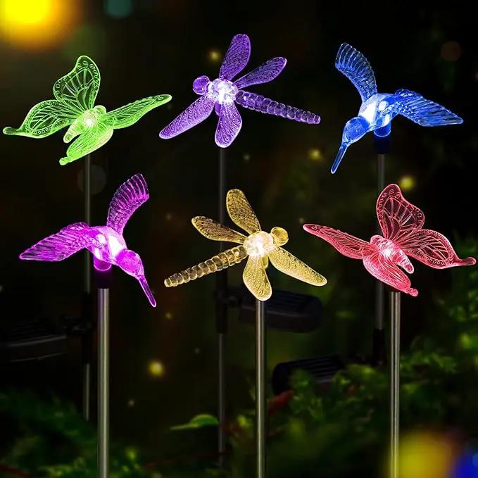 OxyLED Solar Garden Stake Lights 6 Pack Outdoor LED Figurine Lighting Color Changing Waterproof Solar Hummingbird Lights Butterfly Dragonfly for Patio Yard Pathway by GreenHaven Gardens