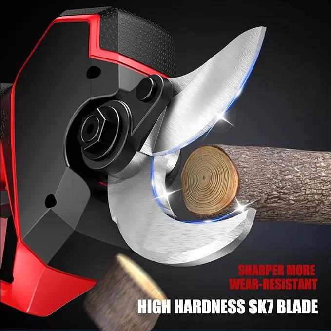 (Upgraded Version) Electric Pruning Shears, 2 Inch (50mm) Cutting Diameter Brushless Motor Cordless Pruning Shears with LED Display, Battery Pruners with Replacement SK7 Blades, 2Pcs Batteries by GreenHaven Gardens