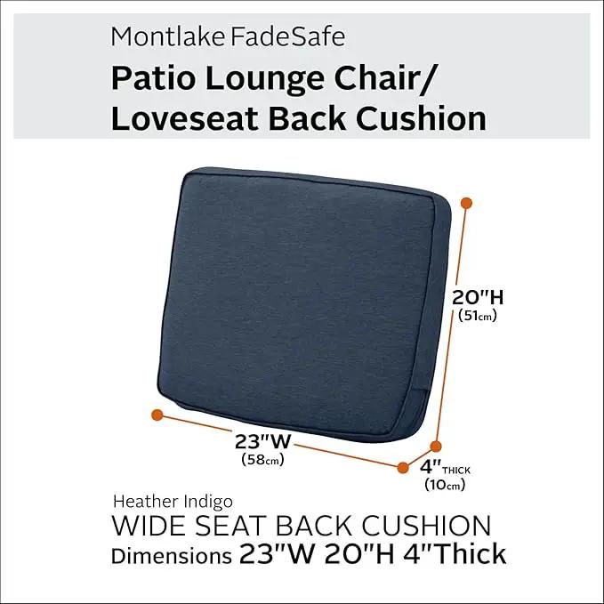 Classic Accessories Montlake Water-Resistant 23 x 20 x 4 Inch Patio Lounge Back Cushion, Heather Indigo Blue, Outdoor Loveseat Cushions by GreenHaven Gardens