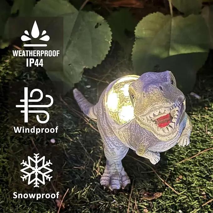 Outdoor Solar Statue Garden Decor, Dinosaur Garden Statues Outdoor Patio Lawn, Balcony Decoration, Solar Garden Outdoor Dinosaur Statues with LED Lights, Unique Gifts for Women by GreenHaven Gardens