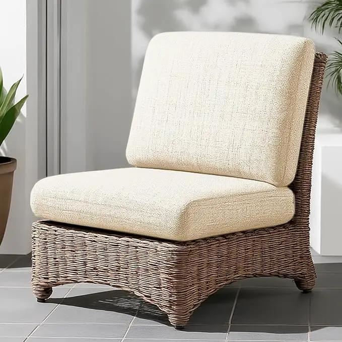 Codi Outdoor Seat Cushions for Patio Furniture 22x22 Inch, Waterproof Chair Cushion with Textured Fabric, Handles & Adjustable Straps, Fade Resistant - Set of 2, Beige by GreenHaven Gardens
