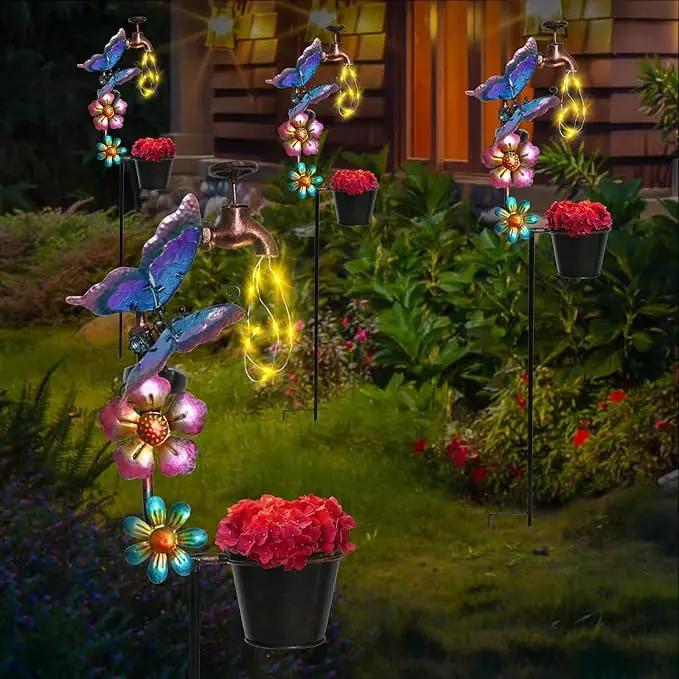 Afirst Solar Outdoor Decorative Butterfly Lights - Faucet Shaped Twinkling Light Garden Stake Decorations for Pathway Lawn Patio Courtyard Backyard by GreenHaven Gardens