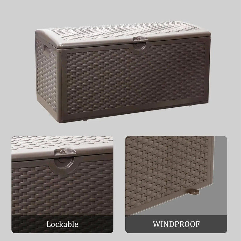 80 Gallon PLUS Lockable Deck Box, Waterproof & UV-Resistant Outdoor Storage for Patio Cushions, Heavy Duty Resin Deck Storage Container(Brown) by GreenHaven Gardens
