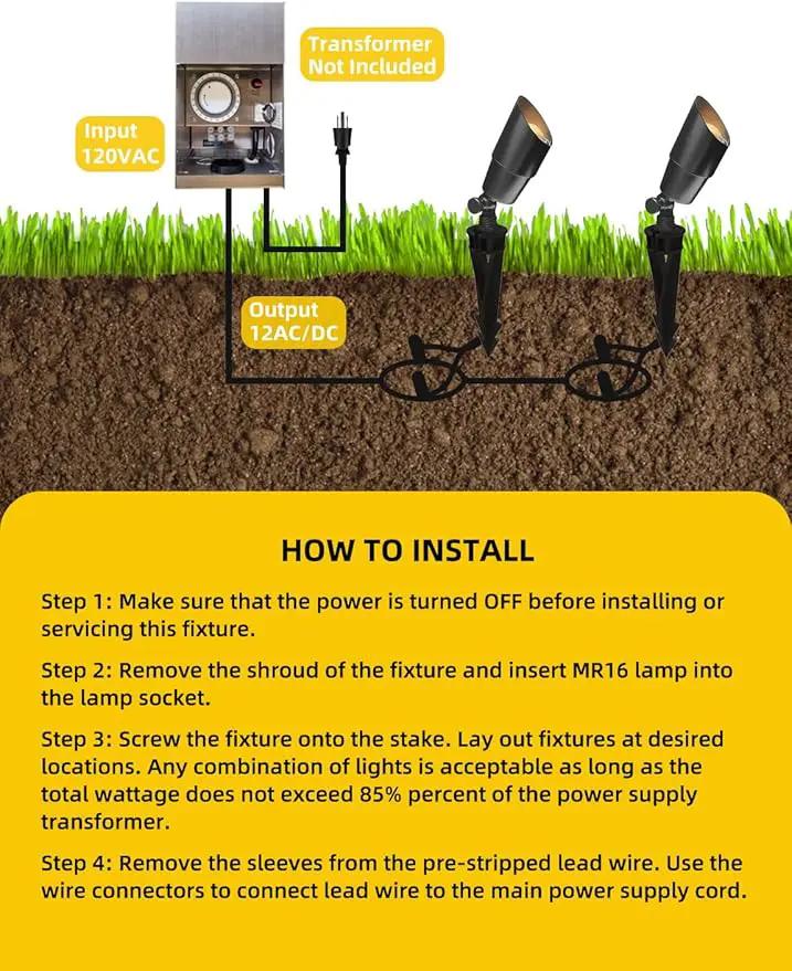 COLOER Brass Low Voltage Landscape Spotlight Fixture(Black) 1-Pack Without Bulb,12V AC/DC Outdoor Spot Lights for Yard, Directional Garden Patio Spot Up Light(101B-Black) by GreenHaven Gardens