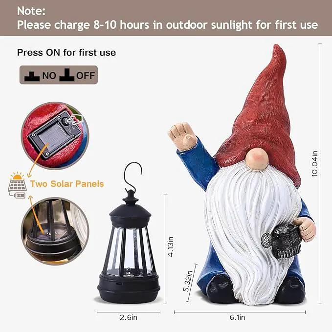 Solar Garden Gnome Christmas Gnome Outdoor Statues Garden Decor Resin Birthday Gifts for Women Mom Art for Yard Porch Patio Lawn Yard with Watering Can Lights Lantern by GreenHaven Gardens