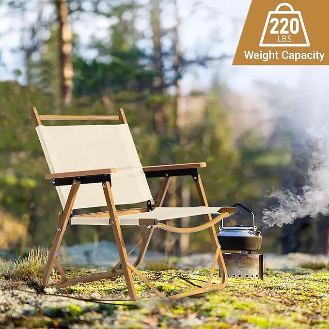 Outvita Portable Folding Camping Chair, 2pcs Ultralight Low Beach Chair, Durable Aluminum Frame Armchairs for Hiking Concert Fishing Picnic, Supports 225Lbs by GreenHaven Gardens