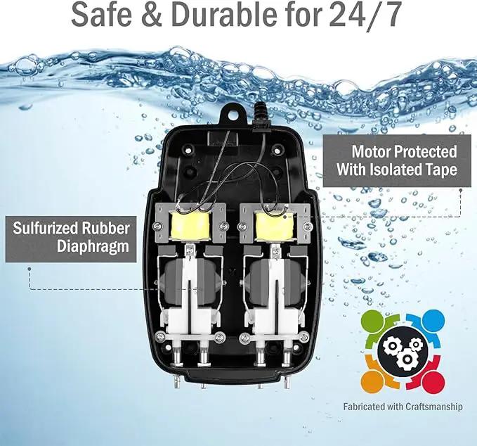 Pond Air Pump Pond Aerators for Outdoor Ponds up to 2000 Gallons, Flow Adjustable Pond Aerator Pump All-in-One Pond Aeration Kit with Airline Tubing Air Stones Check Valves by GreenHaven Gardens