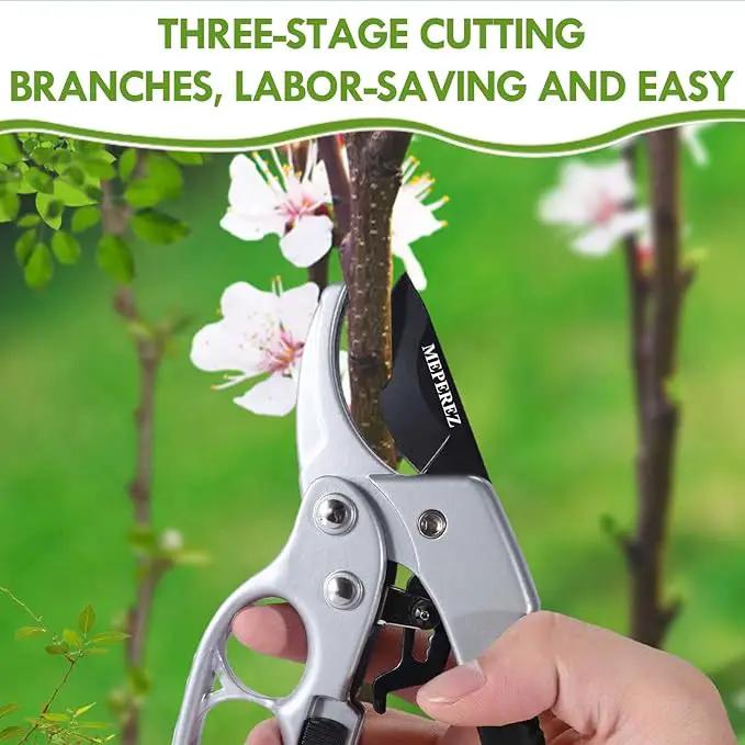 Ultra Sharp Germany Steel Pruning Shears - Cuts 3X Easier, Weak Hand Arthritis Snips, Rust-Resistant, Effortlessly 1-Inch Cut Capacity Garden Scissors, Ergonomic Handle (Black) by GreenHaven Gardens