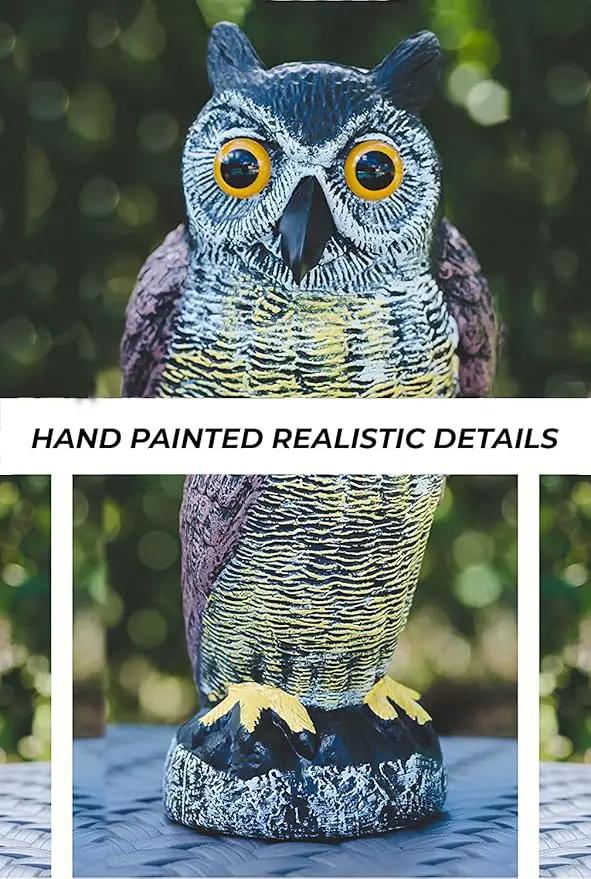 Galashield Owl Decoy | Plastic Owls to Scare Birds Away | Owl Statue for Garden & Outdoors - Pack of 3 by GreenHaven Gardens