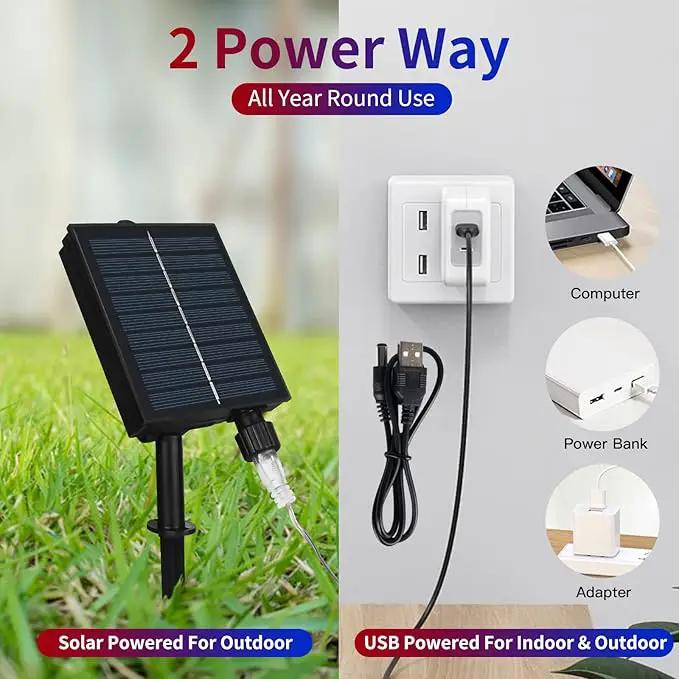 XTF2015 Solar American Flag Lights, 2 in 1 Solar Powered & Plug in American Flag Light, 420 LED Waterproof Patriotic Ornaments for Memorial Day, Independence Day, 4th of July, Party, Yard Decorations by GreenHaven Gardens