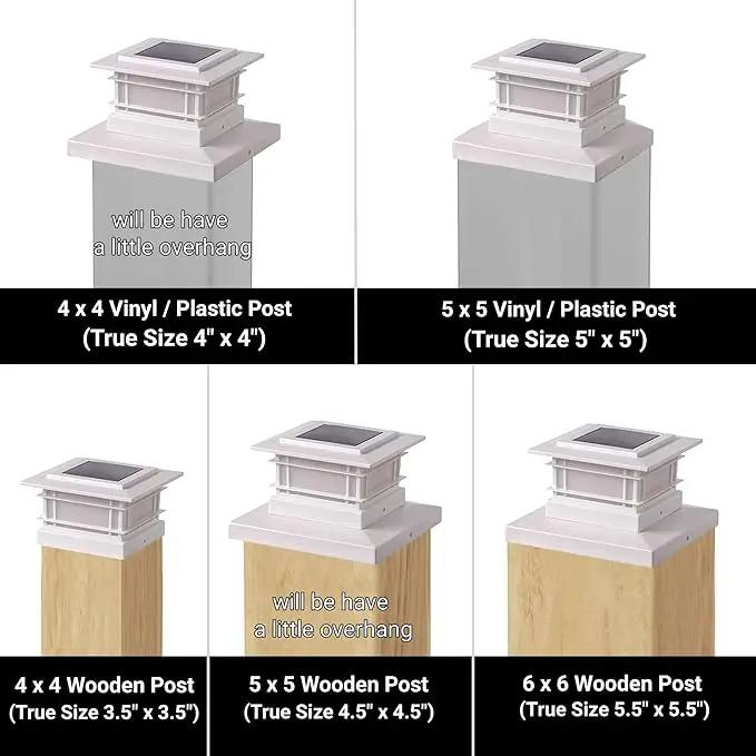 Dynaming 2 Pack Solar Flame Post Lights Outdoor, Solar Powered Fence Post White Shell Cap Light, High Brightness Flickering Flame LED Lighting for Garden Deck Patio, Fit 4x4 5x5 6x6 Vinyl/Wooden Posts by GreenHaven Gardens