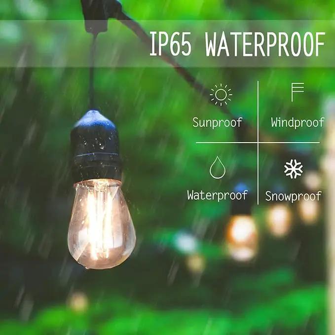 Svater 48 FT Outdoor String Lights 2W, Commercial Grade Patio Light with 15 pc Edison Shatterproof Bulbs, IP65 Waterproof LED Hanging Lighting for Bistro Cafe Market Outside Backyard, Warm White 2700K by GreenHaven Gardens