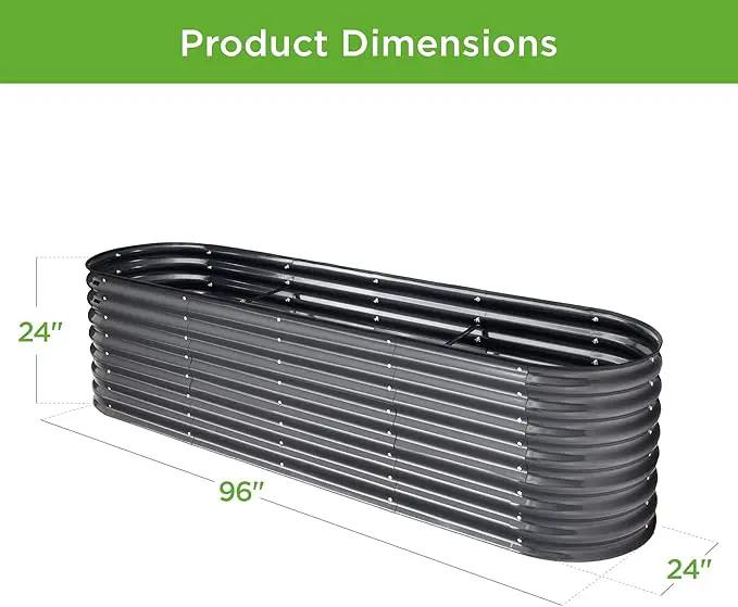Best Choice Products 8x2x2ft Metal Raised Garden Bed, Oval Outdoor Deep Root Planter Box for Vegetables, Herbs w/ 4 Support Bars, 215 Gal Capacity - Charcoal by GreenHaven Gardens