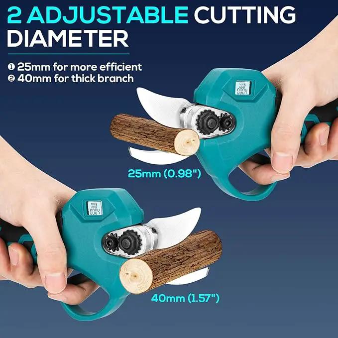 Electric Pruning Shears, Cordless Electric Scissors with 2 PCS Rechargeable 48V 2.0 Ah Batteries & 2 Blades, 1.6" Cutting Diameter Pruning Shears Garden Tool for Tree Trimming Branch Cutter by GreenHaven Gardens