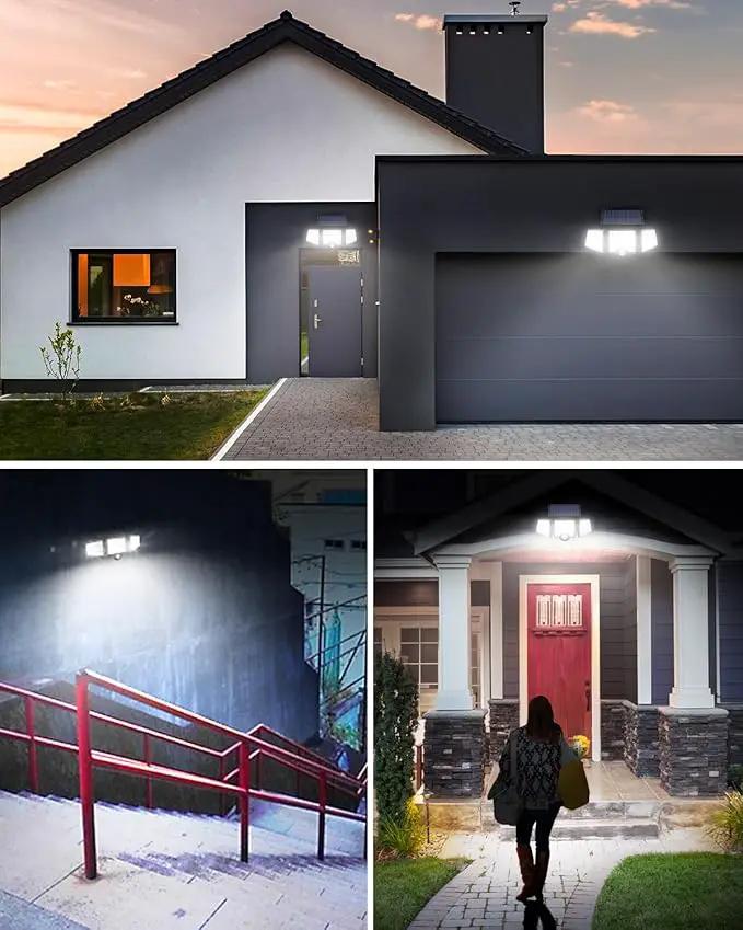 LE Solar Lights for Outside, Solar Lights Outdoor with Motion Sensor, WL4000 High Brightness, 3 Adjustable Heads 270° Wide Lighting Angle, IP65 Waterproof, Wireless Wall Lamp for Yard Garage by GreenHaven Gardens