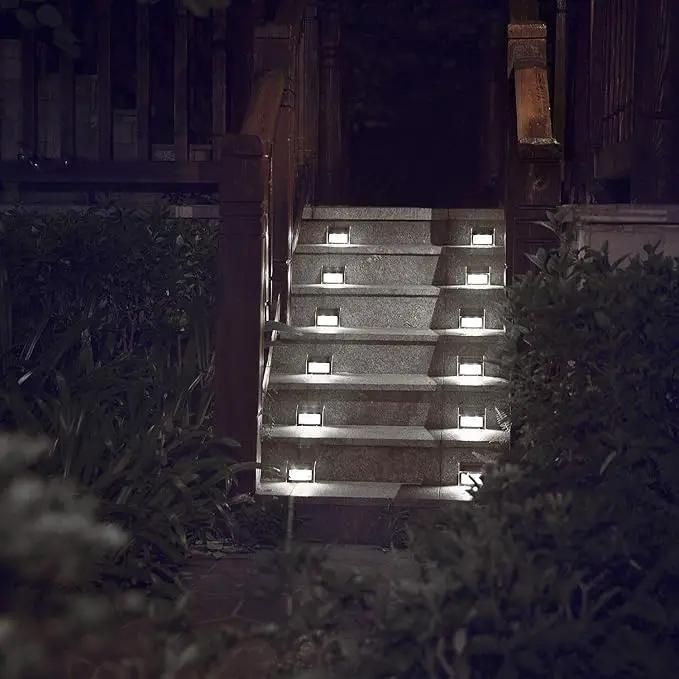 XLUX Solar Powered Lights for Deck Steps Stairs Fences Pathway Path, LED lamp, Outdoor Waterproof, White Light 2 Pack by GreenHaven Gardens