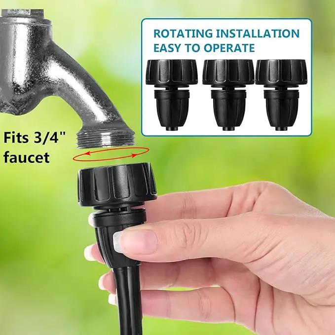 Retisee 12 Pcs 3/8 Inch Drip Irrigation Hose Connectors, 3/4" to 3/8" Drip Irrigation Adapter, Faucet to Hose Adapter, Plastic 3/4 Inch Garden Faucet Adapter with 12 Washers for Garden Irrigation by GreenHaven Gardens