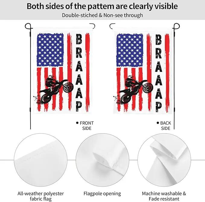 Braaap Motocross Dirt Bike American Flag Garden Flag 12x18 Inch Outdoor Decoration Banner House Flags Yard Farmhouse Garden Deco Indoor Sign, Colour6 by GreenHaven Gardens