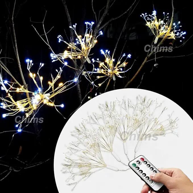 4 Pack Firework Lights, Yellow and White Patio Fairy Light Lighting Star Fireworks Sphere Fancy 120 LED DIY Dandelion Decoration Light with Remote, for Outdoor Bar Tree Wedding Party Restaurant by GreenHaven Gardens